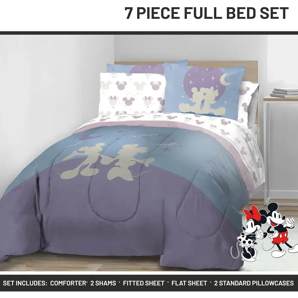 NEW Disney Mickey & Minnie Mouse 7 Pc Full Bedding Set Franco